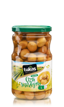 TUKAS YESIL  ZEYTIN EDREMIT CIZIK  720CC PROMO (olives vertes egratinés)